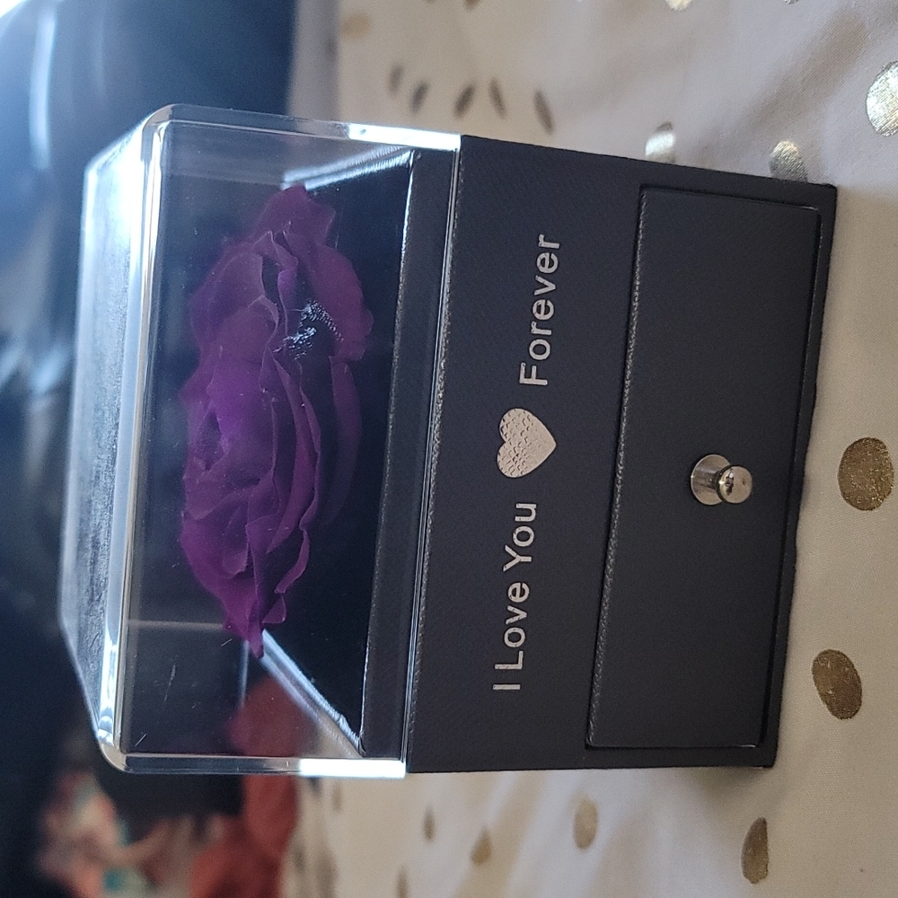 Jewelry Rose Box, Purple Rose, Anniversary Gift